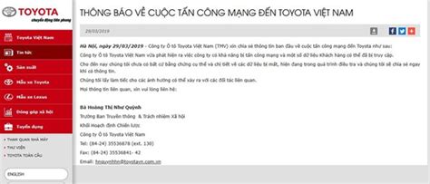 Toyota Việt Nam xác nhận bị hacker tấn công QuanTriMang