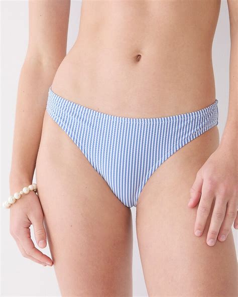 J Crew Hipster Full Coverage Bikini Bottom In Seersucker Stripe