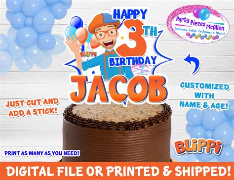 Blippi Cake Toppers Printable