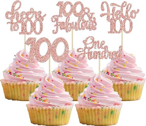 Amazon Pcs Happy Th Birthday Cupcake Toppers Rose Gold