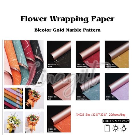 Jual Lembar Bicolor Gold Marble Pattern Flower Wrapping Paper