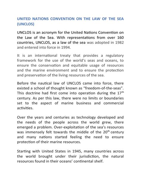 Unclos Explained Pdf Territorial Waters United Nations