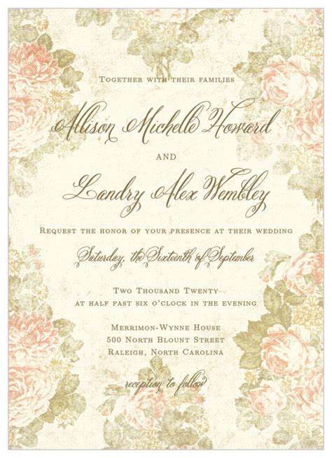 Vintage Wedding Invitations - Match Your Color & Style Free!