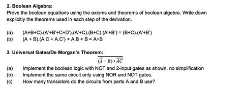 Solved 2. Boolean Algebra: Prove the boolean equations using | Chegg.com