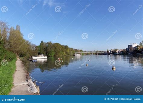 Marne River Bank in ÃŽle De France Stock Image - Image of landscape ...