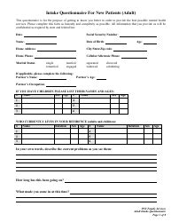 Intake Questionnaire For New Patients Adult Fill Out Sign Online