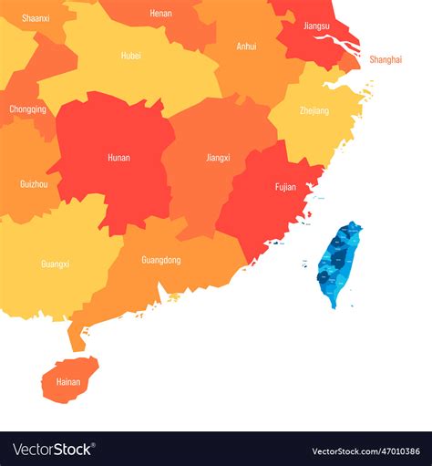 Political map of taiwan and china Royalty Free Vector Image