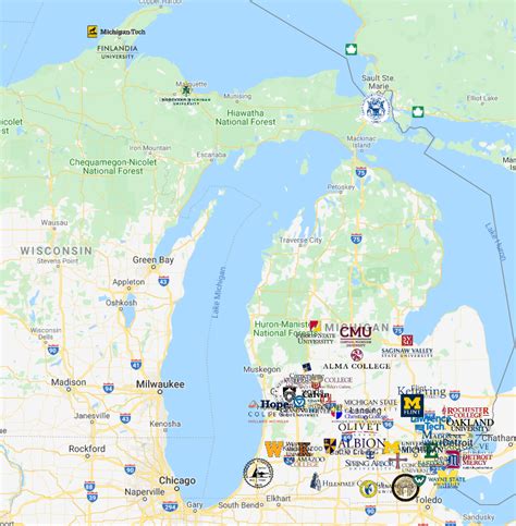 Colleges in Michigan Map | Colleges in Michigan - MyCollegeSelection