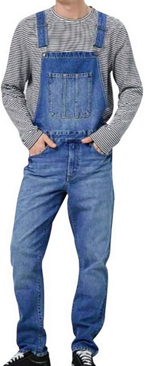 Oeak Men S Denim Dungarees Bib And Brace Cotton Overalls Blue Jeans