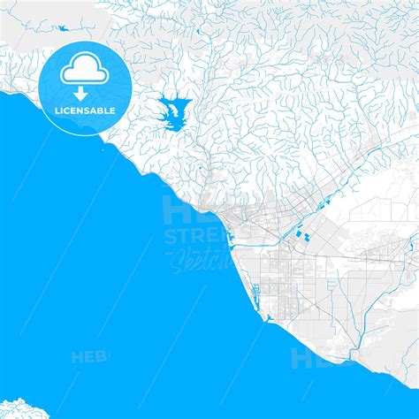 Rich detailed vector map of San Buenaventura, California, USA - HEBSTREITS