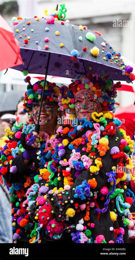 Colourful costumes on display. The German Carnival season traditionally ...