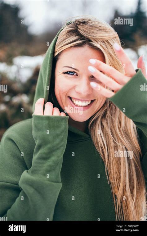 Cheerful Attractive Woman Of Blonde Scandinavian Appearance Portrait