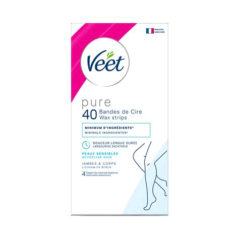 Veet Pure Bandes De Cire Froide Pour Peaux Sensibles Jambes Corps