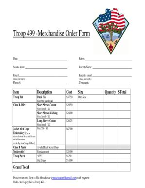 Fillable Online Troop Orderform Doc Fax Email Print Pdffiller