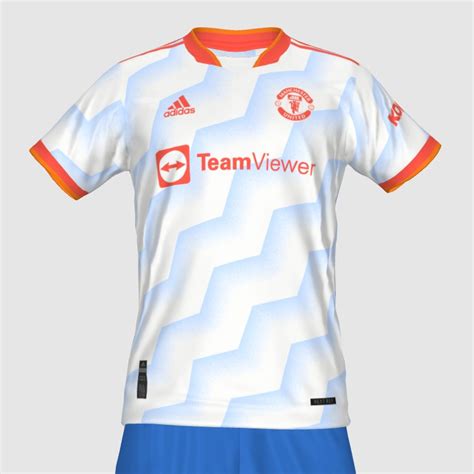 Manchester United away kit blue & red & white - PES Master Kit Creator ...