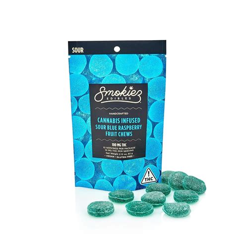 Smokiez Edibles Sour Blue Raspberry Fruit Chews 100mg Thc Nv Leafly