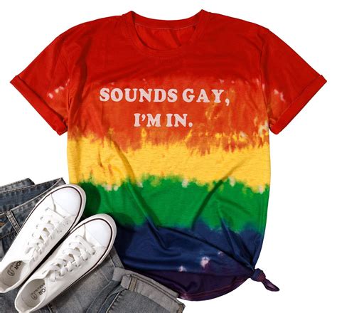 Gay Pride Shirt Women Rainbow Lgbtq Tie Dye Tees Funny Sounds Gay Im In Shirts Summer Bisexual