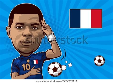 Caricature Illustration Kylian Mbappe France Professional เวกเตอร์