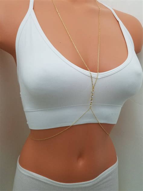 Cz Diamond Body Chain 14k Gold Filled Sterling Silver Gold Etsy