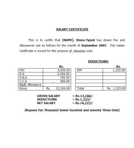 salary certificate format letter   write  word formats