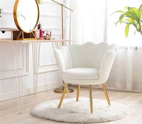 white  gold vanity chairs glamming   space