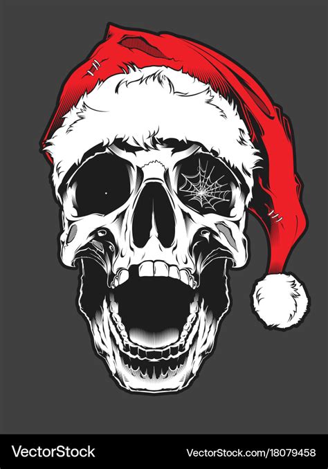 Skull Wearing Santa Claus Hat Royalty Free Vector Image