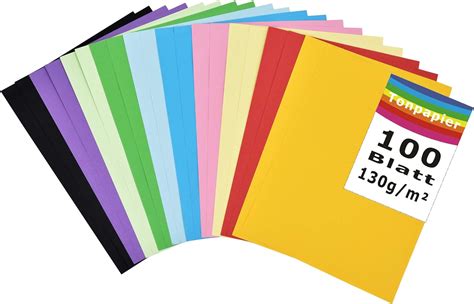 100 Blatt Buntes DIN A4 Ton Papier Ton Zeichen Papiere Bunt Set Aus