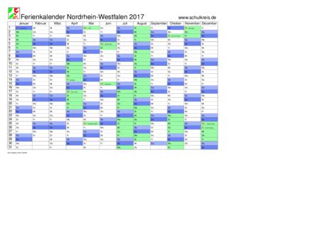 Schulferien Kalender NRW Nordrhein Westfalen 2017 Mit Feiertagen Und