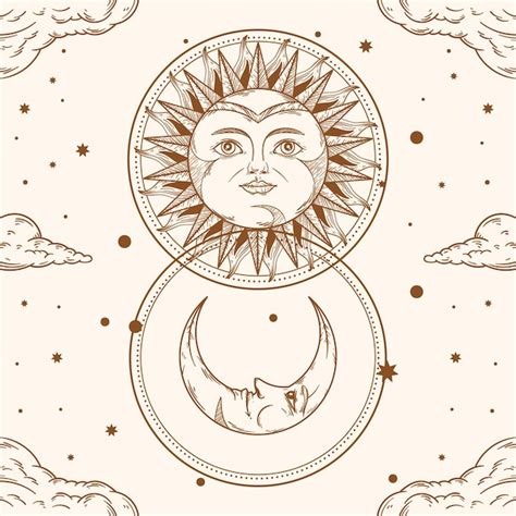 Dibujado A Mano Ilustración De Dibujo De Sol Y Luna Vector Gratis