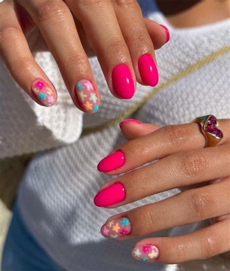 25 Hot Pink Vibrant Nails For Modern Women Pastel Flower Hot Pink Nails