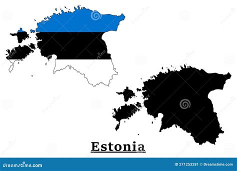 Estonia National Flag Map Design Estonia Country Flag Inside The Map