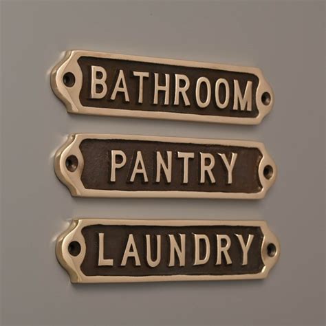 Toilet Door Sign Or Plaque Solid Brass Wall Hanging Bathroom Restroom