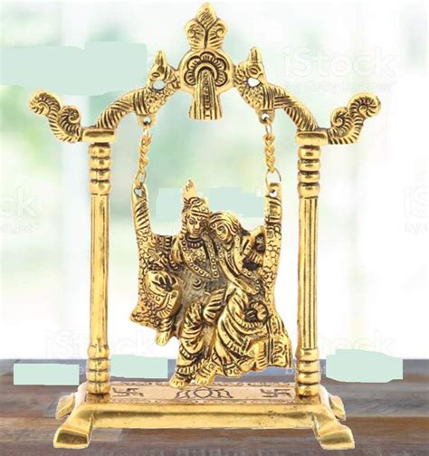 Buy Sankalan Creations Metal Gold Plated Radha Krishna Idol On Jhula