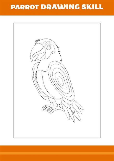 parrot drawing skill for kids. Line art design for kids printable ...