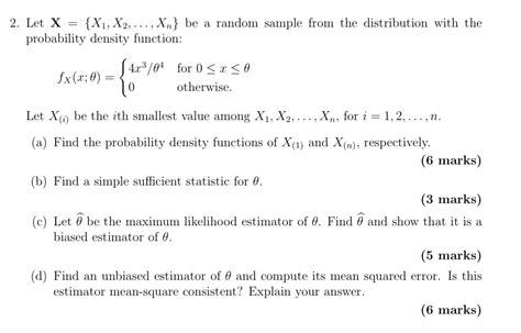 Solved Let X X1 X2 Dots Xn Be A Random Sample From The Chegg