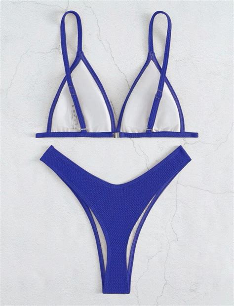 Textured Triangle High Cut Bikini On Carousell