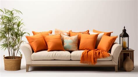 Premium AI Image | Sofa with pillows on white