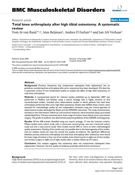 Pdf Total Knee Arthroplasty After High Tibial Osteotomy A Systematic