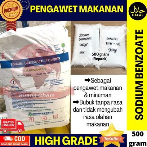 Sodium Benzoate Food Grade 500gr Natrium Benzoat Pengawet Makanan M