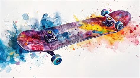 Watercolor Splash Skateboard Stock Illustration Illustration Of Style