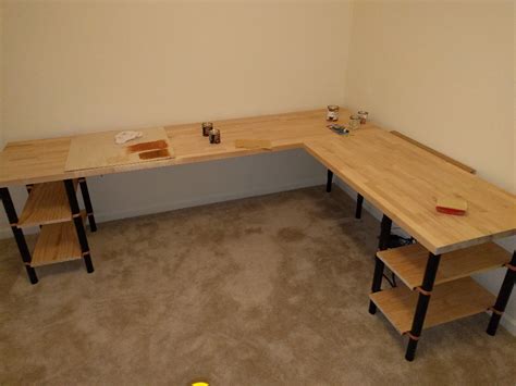 Diy Corner Desk Diy Desk Butcher Block Desk Basement Laundry Diy