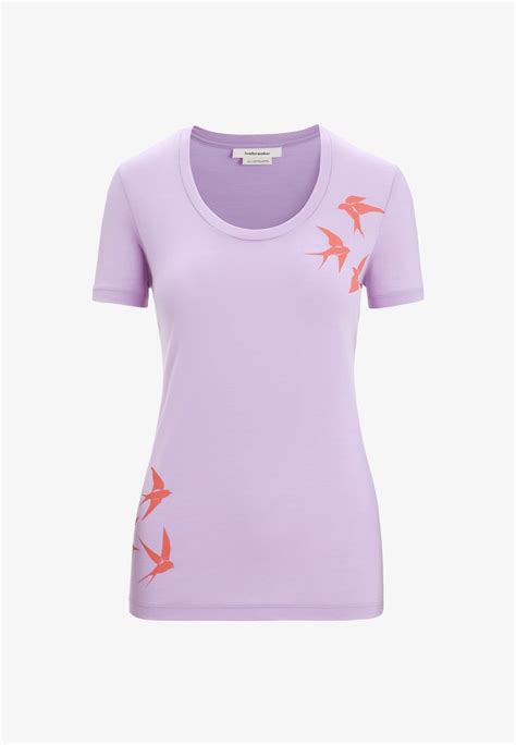 Icebreaker Merino Tech Lite Ii T Shirt Med Print Light Purple Ljusrosa