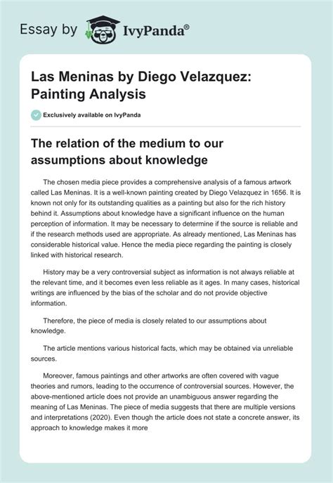 Las Meninas by Diego Velazquez: Painting Analysis - 551 Words ...