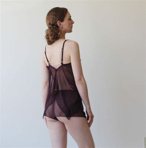 Piece Sheer Lingerie Set Including Cropped Camisole With An Etsy