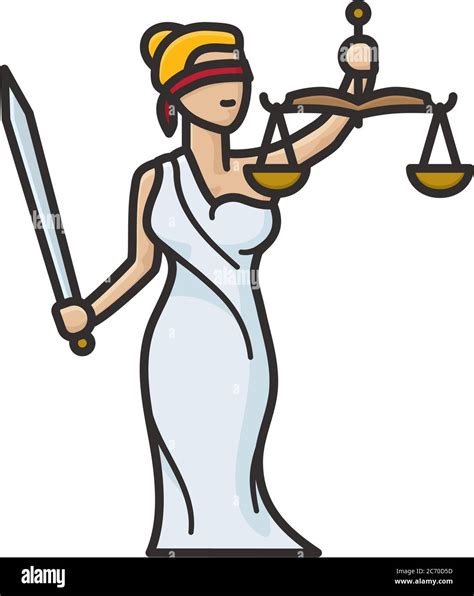 Lady Justice Or Themis Femida Blindfolded With Beam Balance And Sword