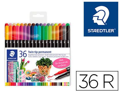 Rotulador Staedtler Permanente Doble Punta 3187 Estuche De 36 Unidades