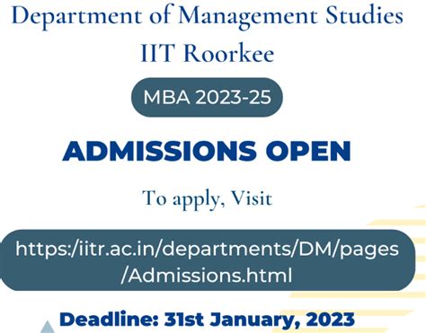 Dms Iit Roorkee Mba Admission