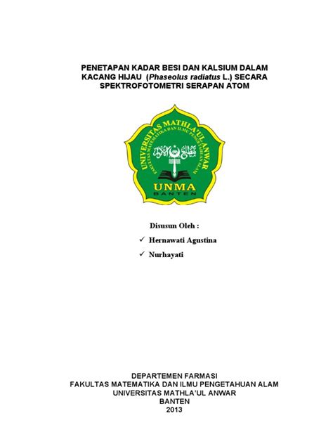 Pdf Penetapan Kadar Besi Dan Kalsium Dalam Kacang Hijau Dokumen Tips