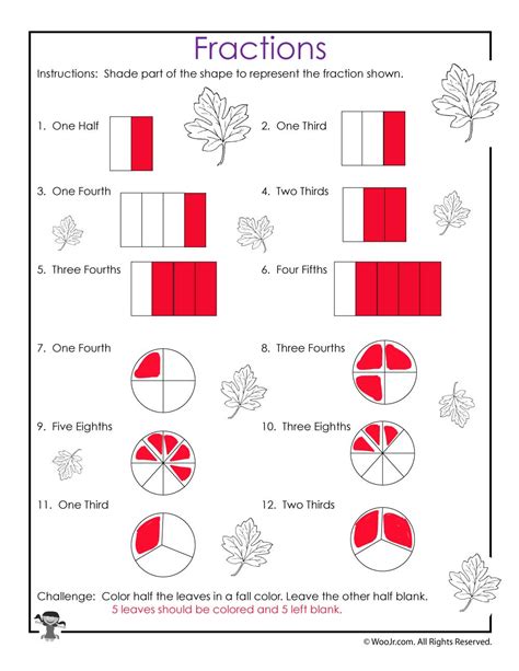 Visual Fraction Models Worksheets