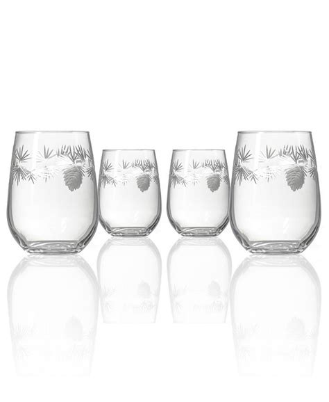 Rolf Glass Icy Pine Stemless 17oz Set Of 4 Glasses Macy S